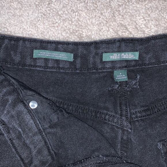 Wild Fable Black Distressed Denim Highest Rise Cheeky Shorts Sz 6 - Picture 5 of 7